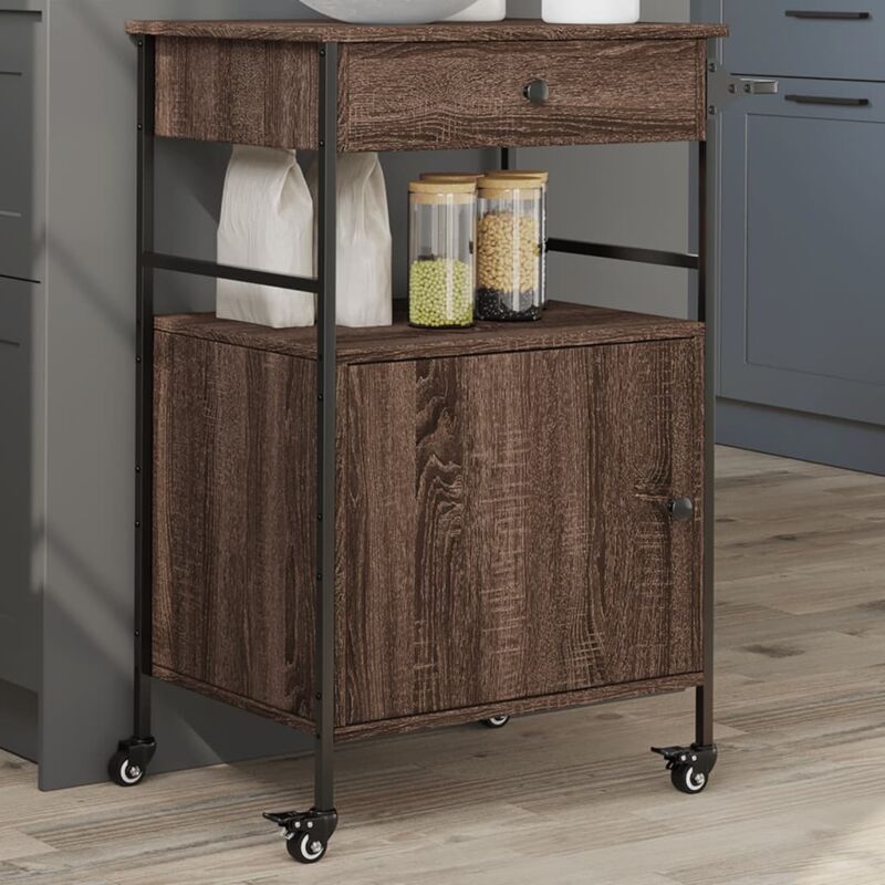 foto del prodotto carrello cucina rovere marrone 56x43x89,5 cm legno multistrato - vidaxl