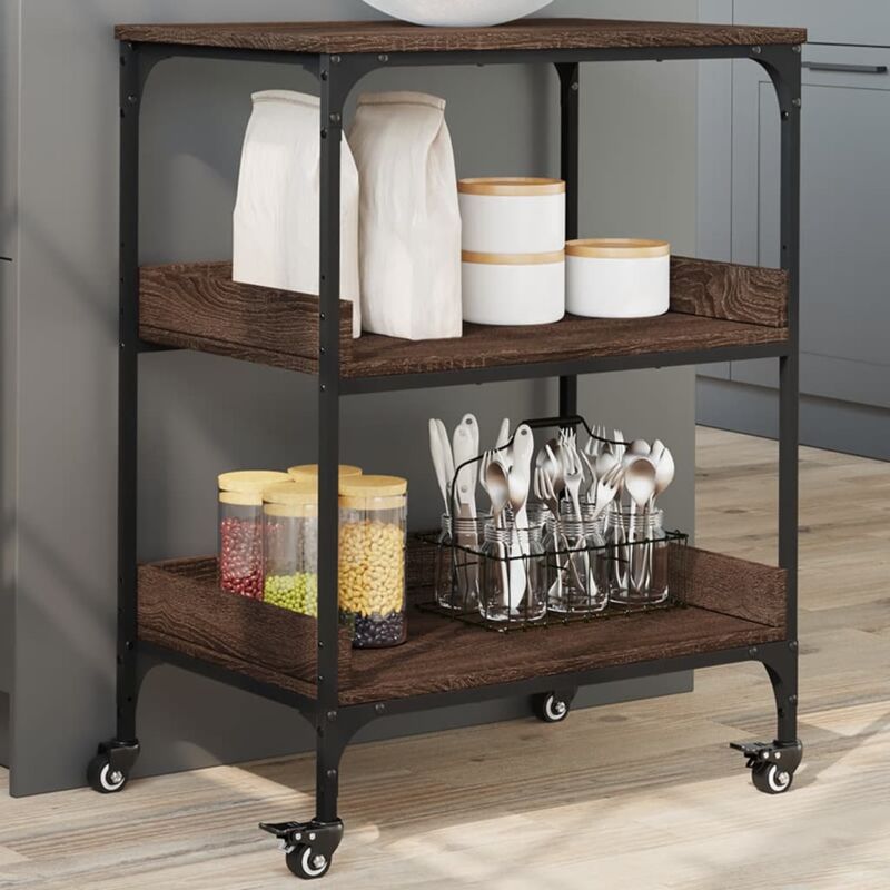 foto del prodotto carrello cucina rovere marrone 60x41x80,5 cm legno multistrato vidaxl
