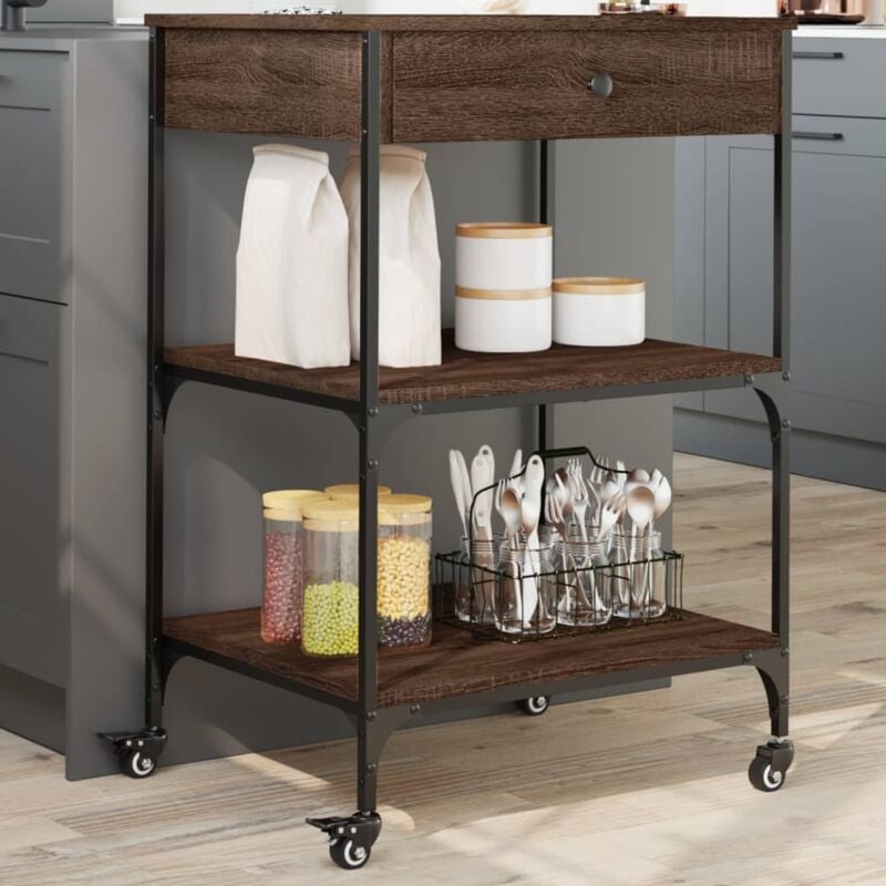 foto del prodotto carrello cucina rovere marrone 60x48x89,5 cm legno multistrato vidaxl