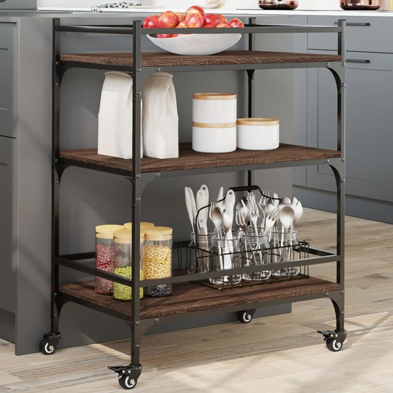 foto del prodotto carrello cucina rovere marrone 65x40x86,5 cm legno multistrato vidaxl