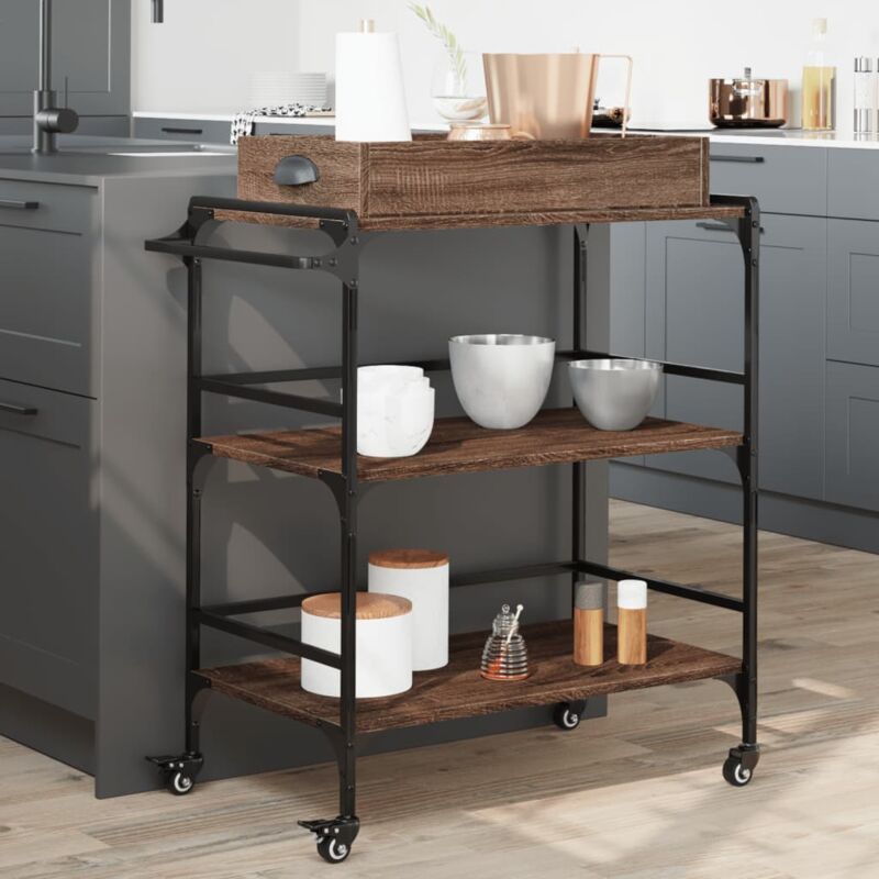 foto del prodotto carrello cucina rovere marrone 81,5x41x92,5cm legno multistrato vidaxl