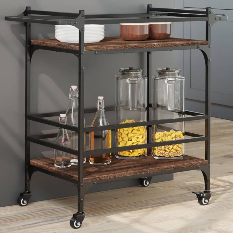 foto del prodotto carrello cucina rovere marrone 82x40x78,5 cm legno multistrato - vidaxl
