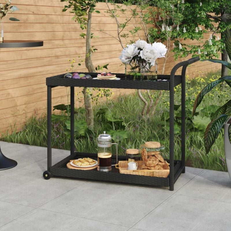 foto del prodotto carrello da bar nero 100x45x83 cm in polyrattan vidaxl