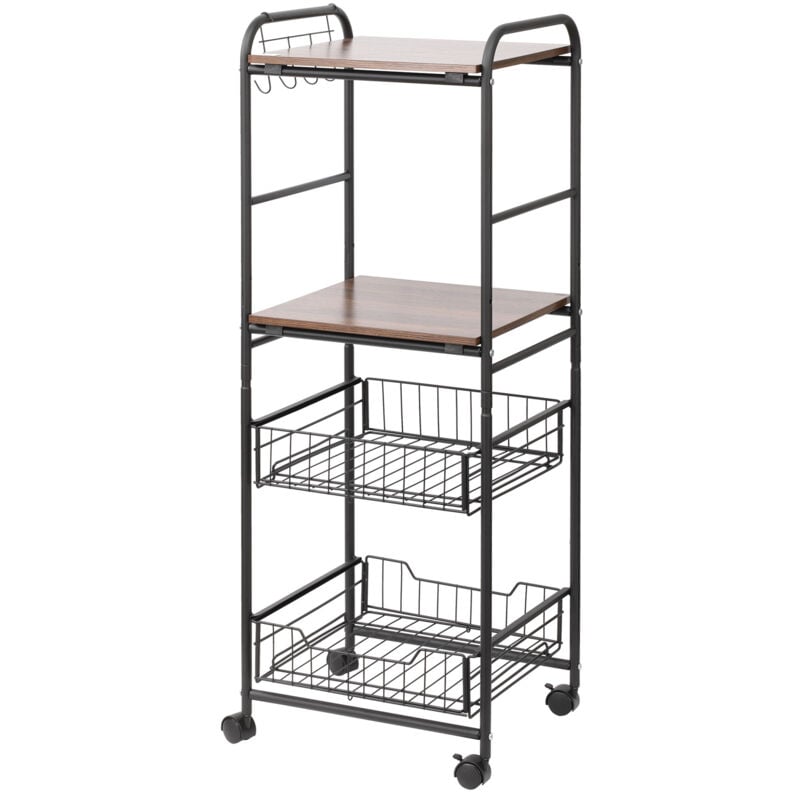 foto del prodotto carrello da cucina 40x38x111cm con 2 cesti estraibili in metallo homcom
