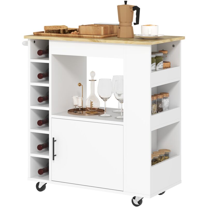 foto del prodotto carrello da cucina 83x40x83 cm armadietto e portabottiglie rovere