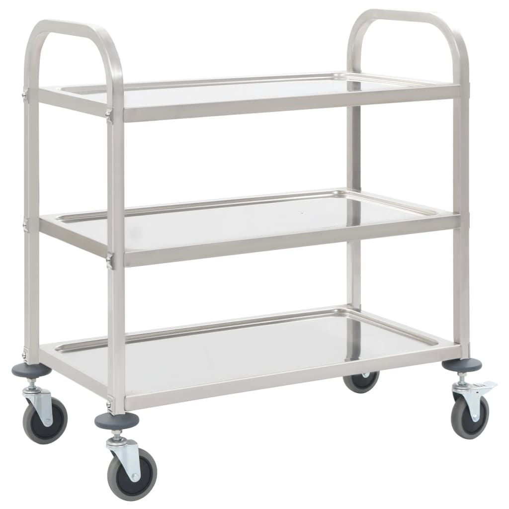 foto del prodotto carrello da cucina a 3 livelli 96,5x55x90 cm in acciaio inox cod mxl 76178