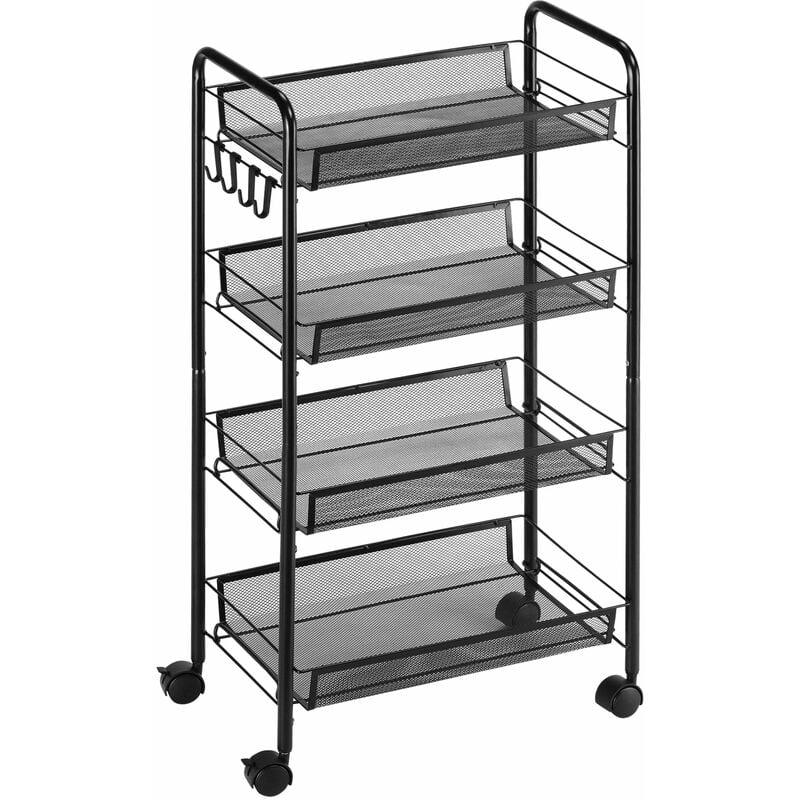 foto del prodotto carrello da cucina a 4 ripiani 45x26,5x84 cm in acciaio e polipropilene nero