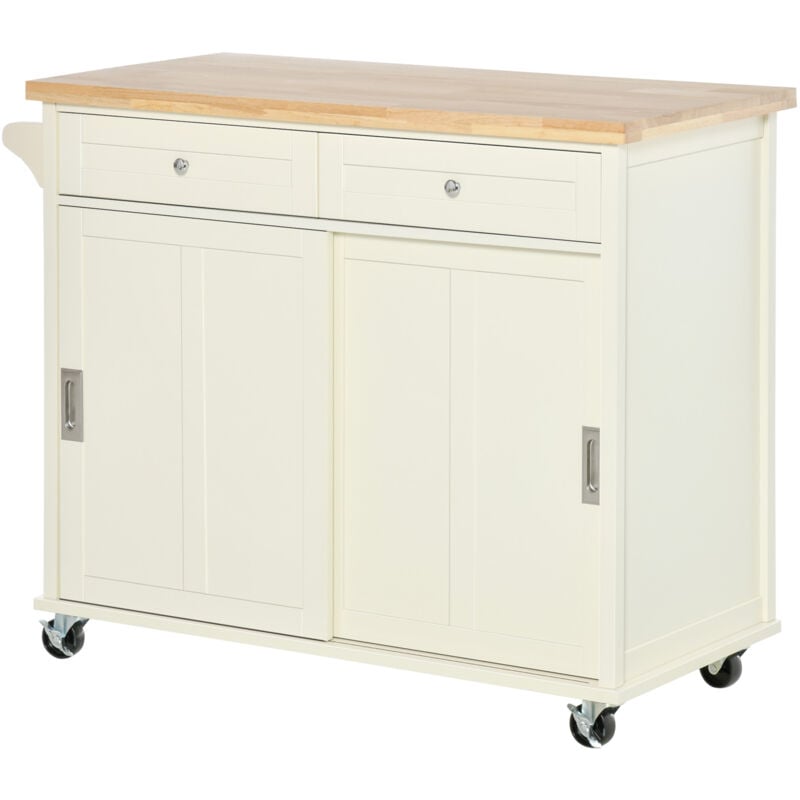 foto del prodotto carrello da cucina a 4 ruote in legno e mdf per utensili e asciugamani homcom