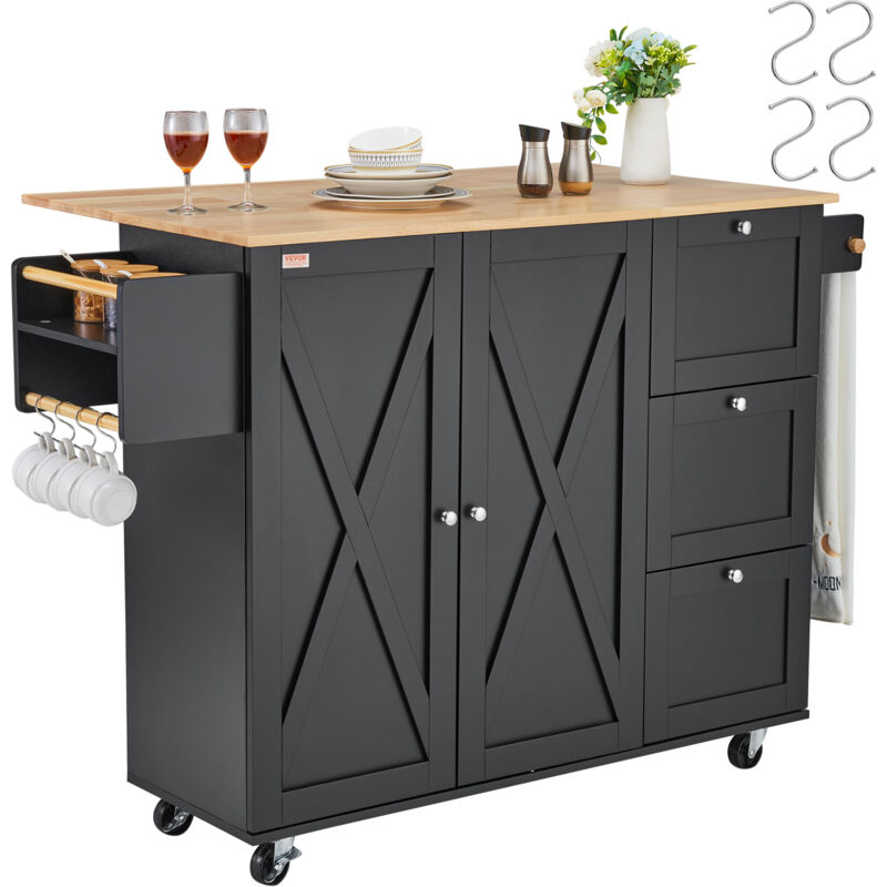 foto del prodotto carrello da cucina, carrelli mobili, piano ribaltabile in legno 1150 mm con mobiletto portaoggetti, tavolo con rotelle, porta spezie e asciugamani,