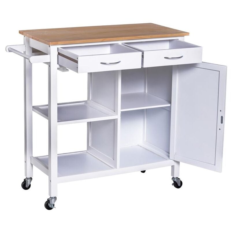 immagine 0 del prodotto carrello da cucina classico 2 cassetti in legno 88.5 x 40 x 86 cm