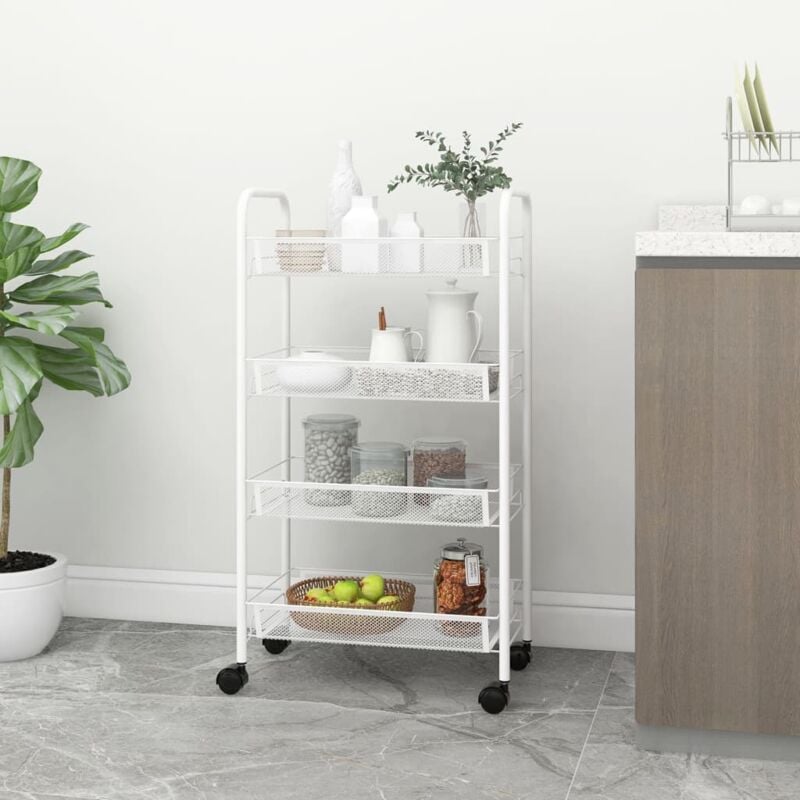 foto del prodotto carrello da cucina con 4 ripiani bianco 46x26x64 cm in ferro vidaxl