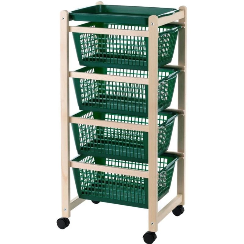foto del prodotto carrello da cucina con cestelli colore naturale