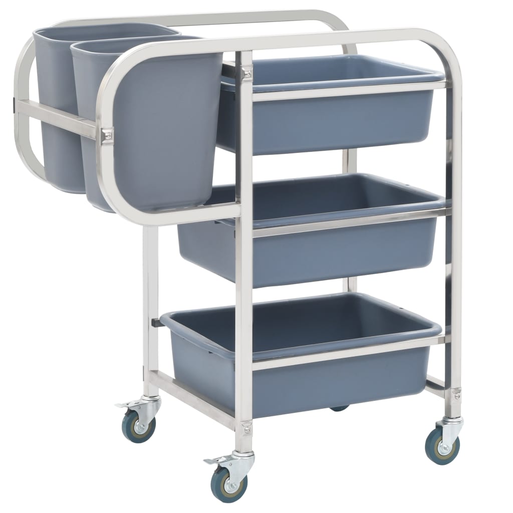 foto del prodotto carrello da cucina con contenitori in plastica 82x43,5x93 cm cod mxl 77217