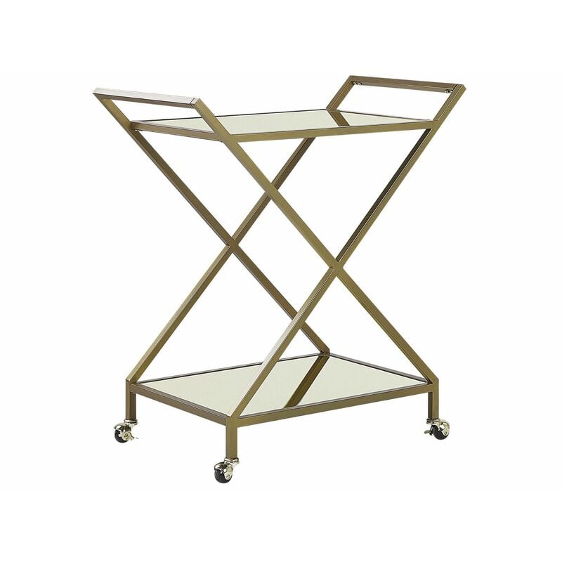 foto del prodotto carrello da cucina con rotelle glamour piano specchiato ed oro ivera
