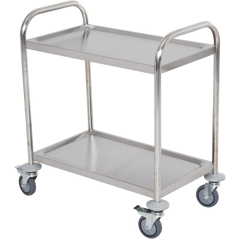 foto del prodotto carrello da cucina con ruote 2 ripiani in acciaio inox 71x41x81cm homcom
