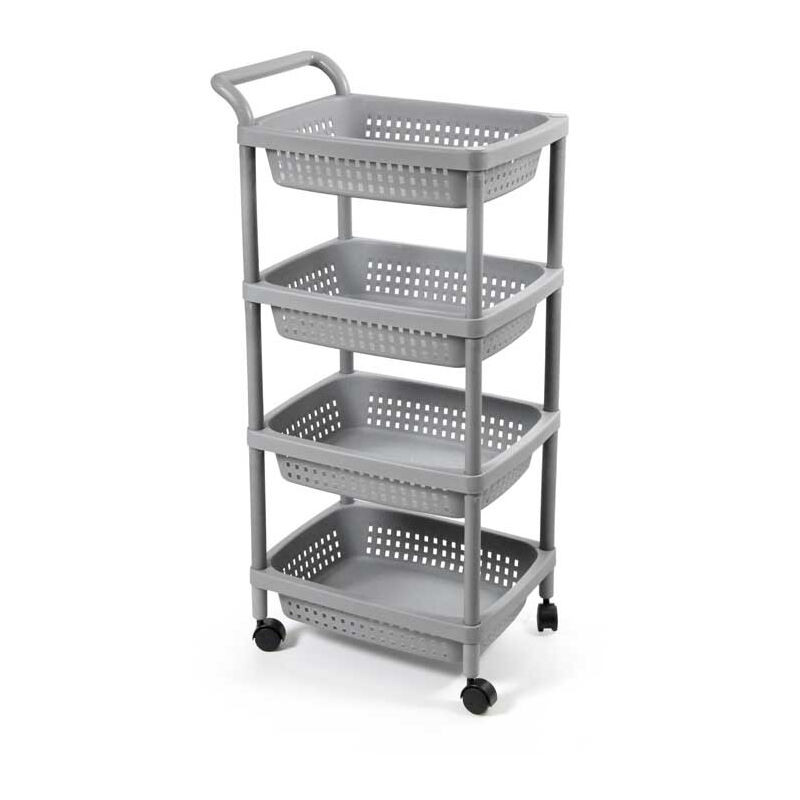 foto del prodotto carrello da cucina con ruote e 4 cassetti 50x36x99cm in colore grigio