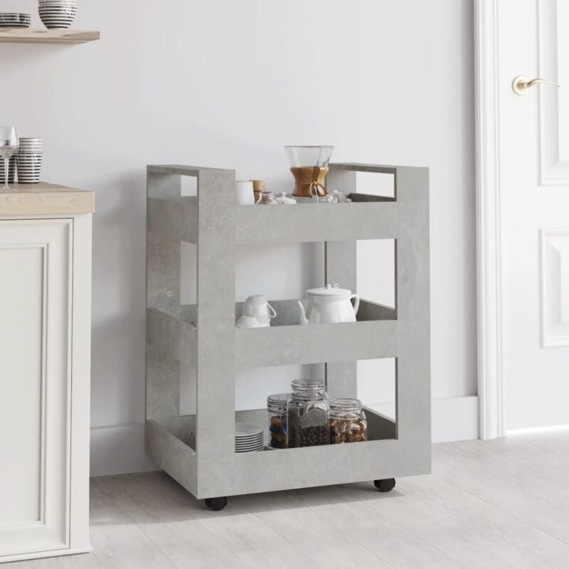 foto del prodotto carrello da cucina grigio cemento 60x45x80 cm legno multistrato vidaxl
