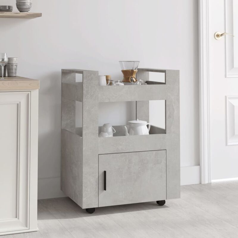 foto del prodotto carrello da cucina grigio cemento 60x45x80 cm legno multistrato vidaxl