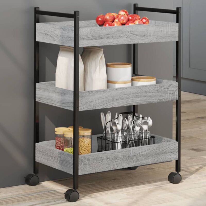foto del prodotto carrello da cucina grigio sonoma 50x30x70 cm legno multistrato vidaxl