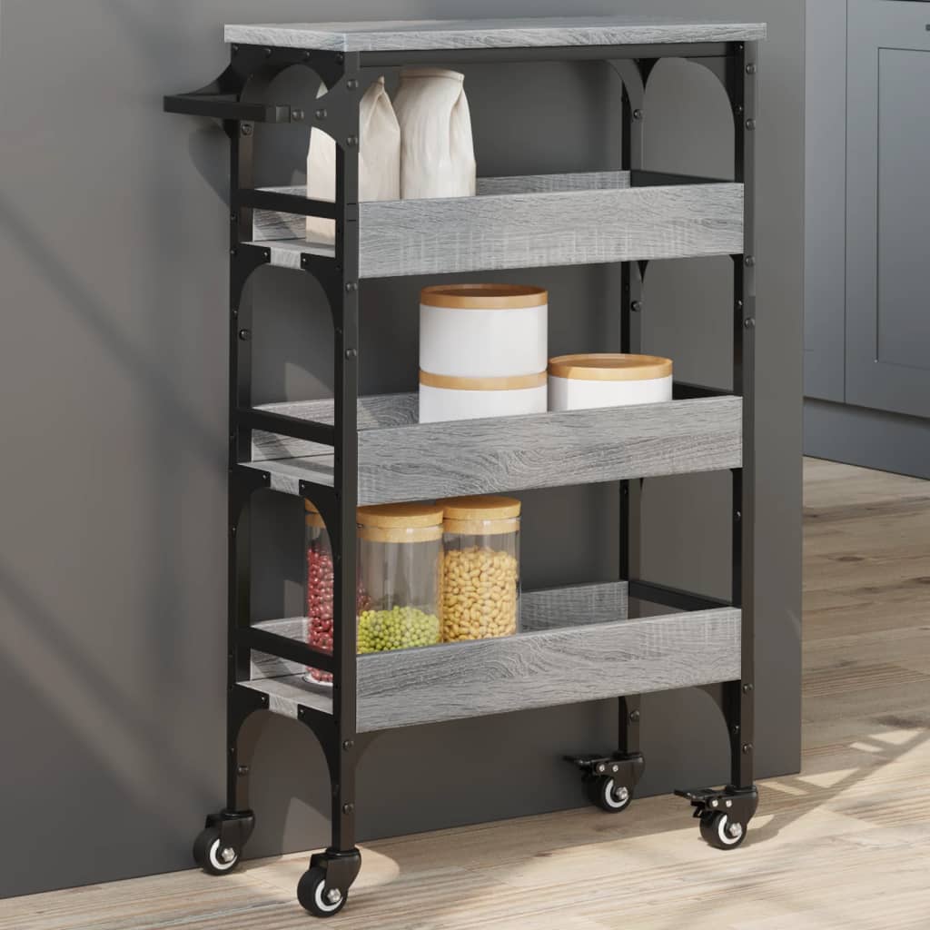 foto del prodotto carrello da cucina grigio sonoma 53x20x76 cm legno multistrato