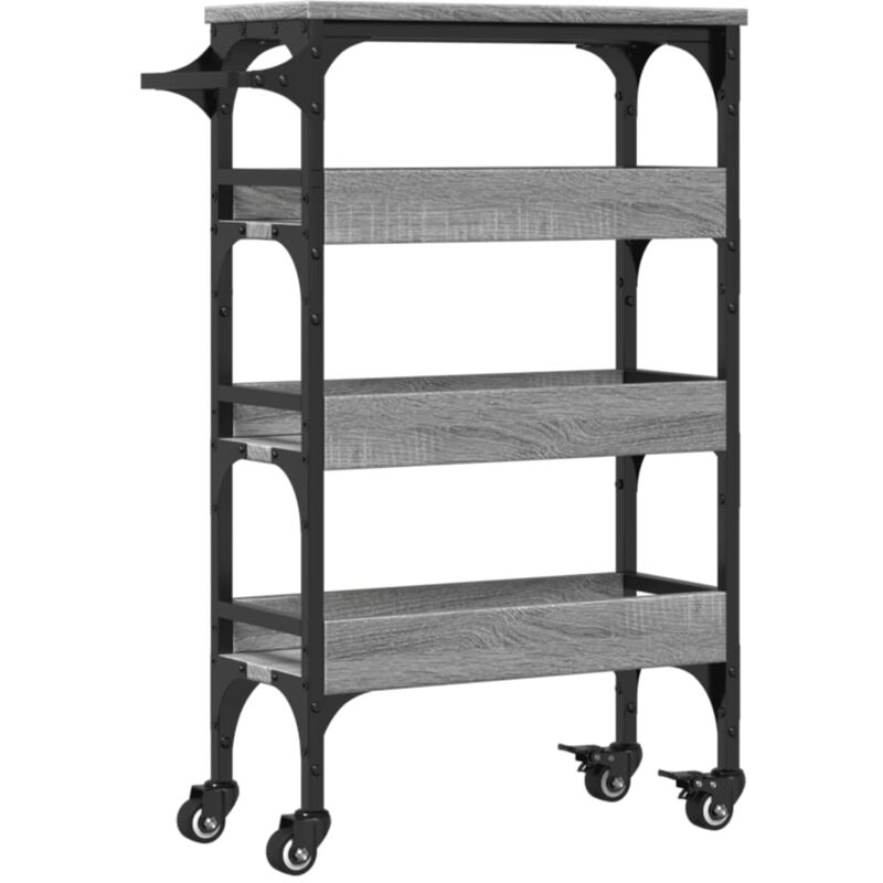 foto del prodotto carrello da cucina grigio sonoma 53x20x76 cm legno multistrato vidaxl