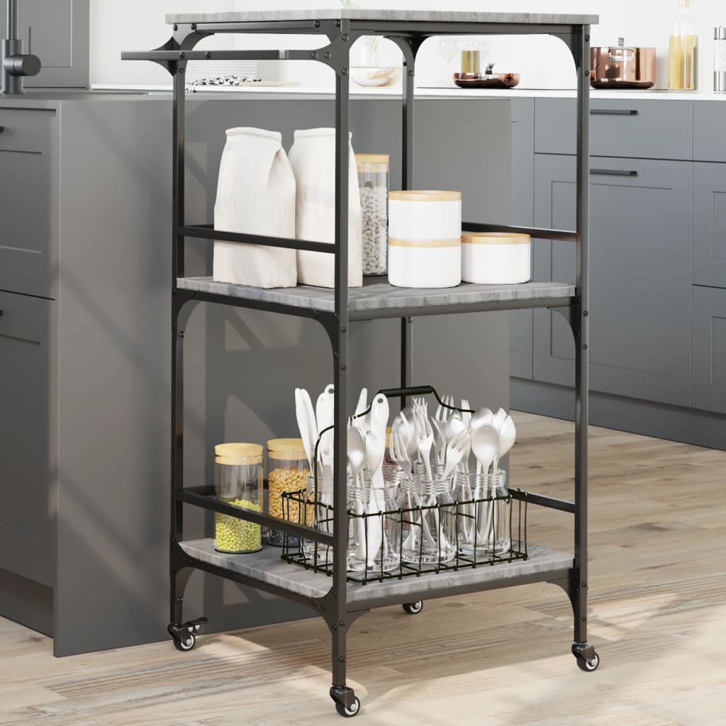 foto del prodotto carrello da cucina grigio sonoma 60,5x50x105 cmcod mxl 114676