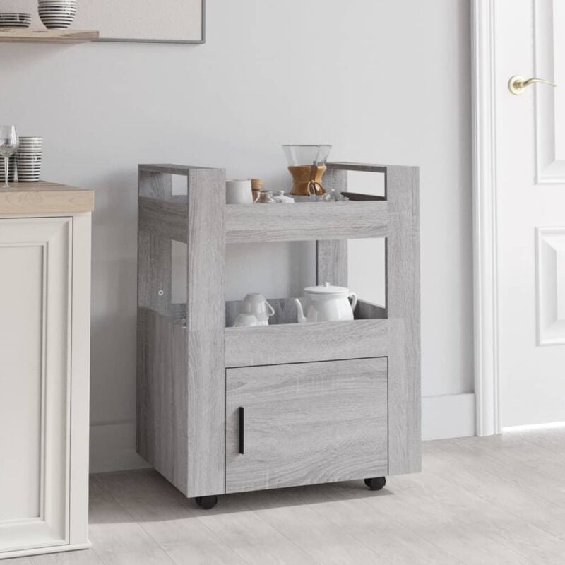 foto del prodotto carrello da cucina grigio sonoma 60x45x80 cm legno multistrato vidaxl