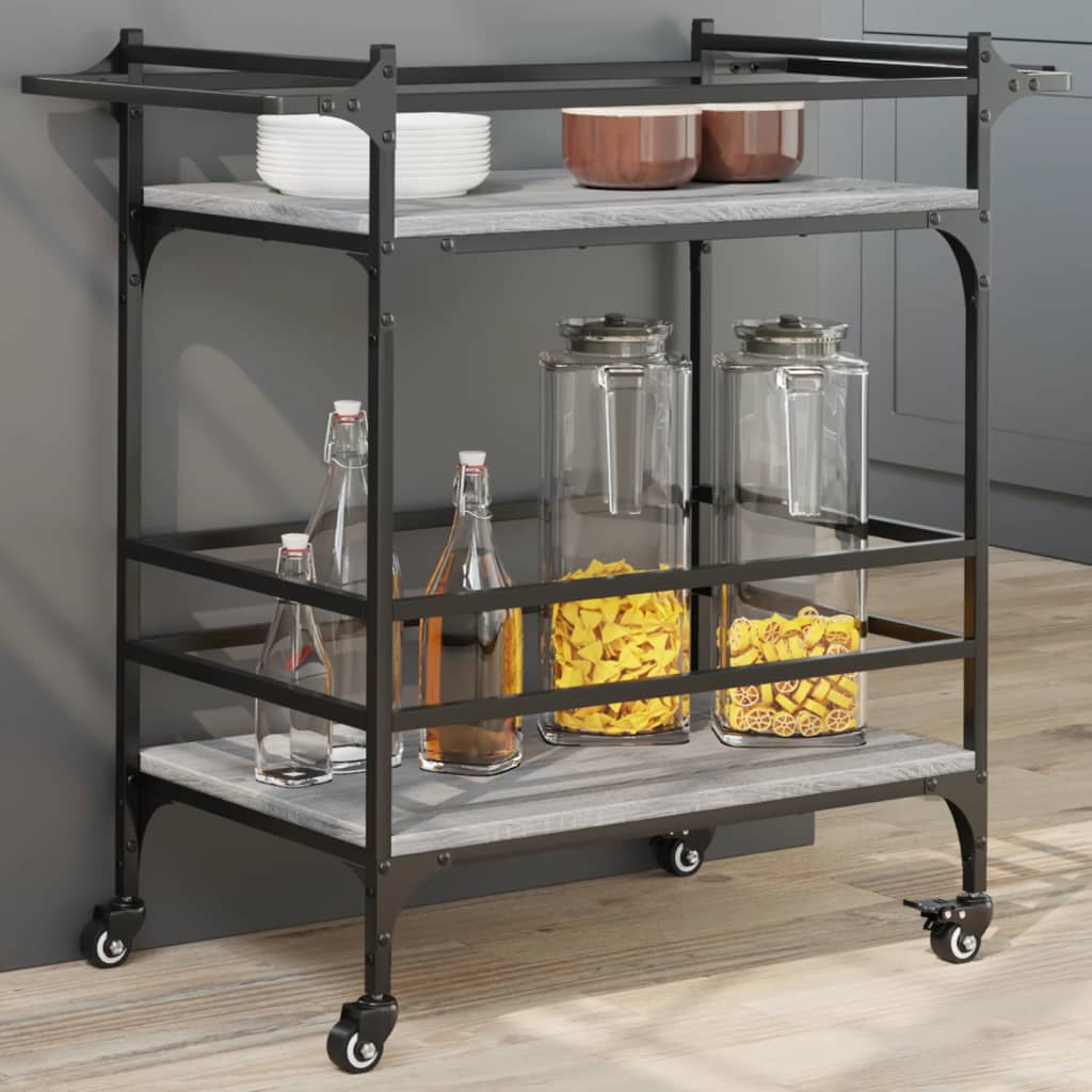 foto del prodotto carrello da cucina grigio sonoma 82x40x78,5cm legno multistratocod mxl 114621