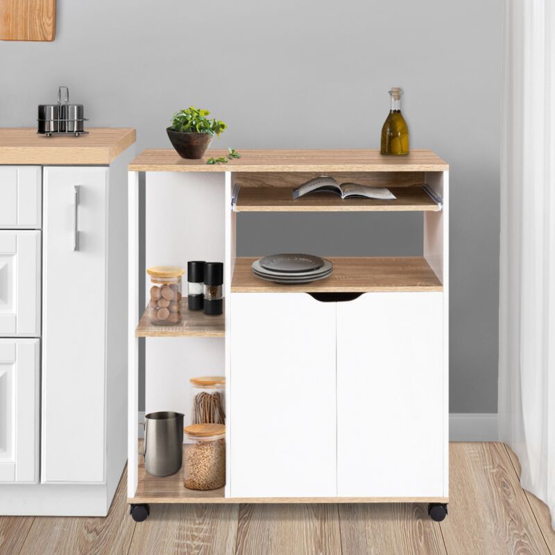 foto del prodotto carrello da cucina legno bianco e ante di faggio l.76 cm cosi