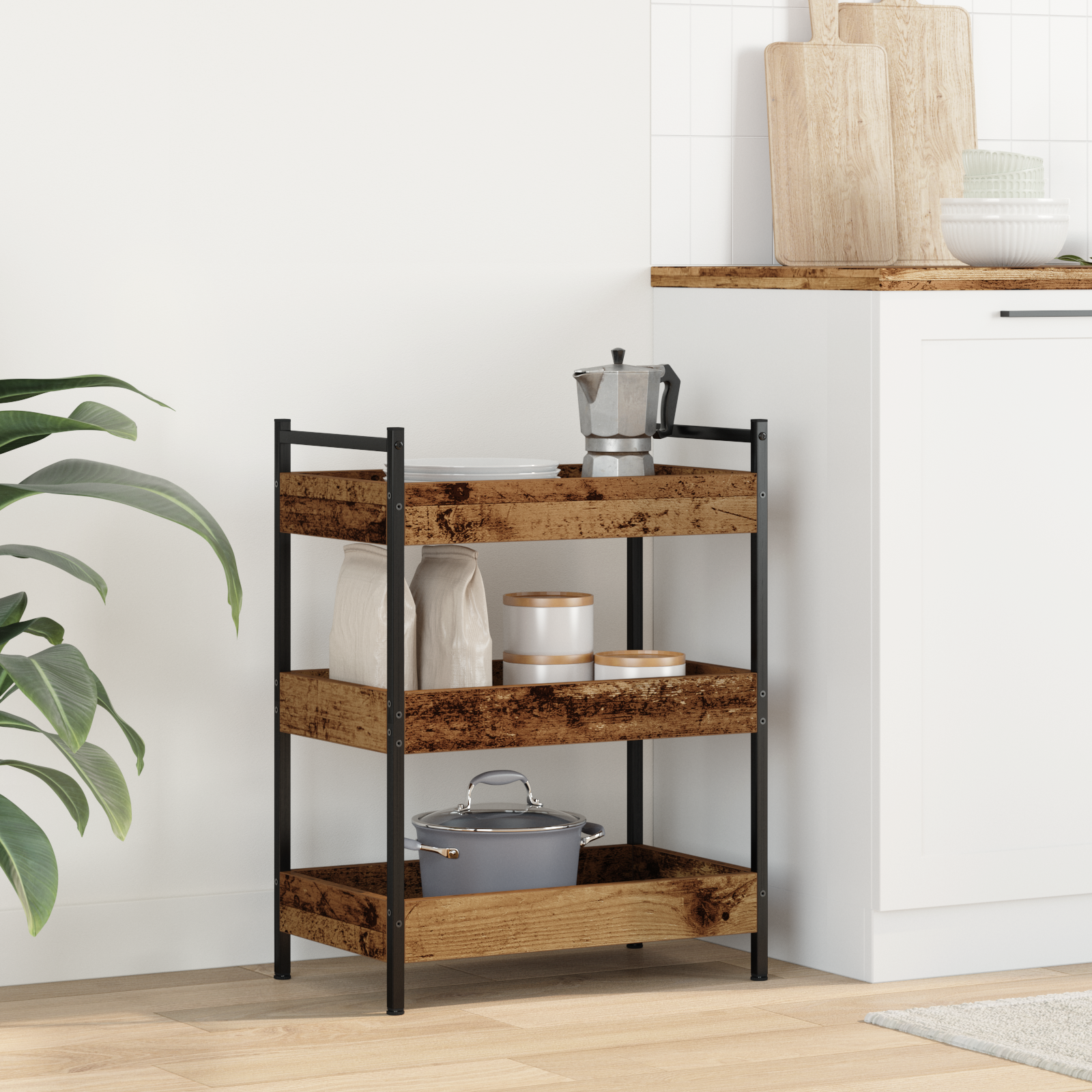 foto del prodotto carrello da cucina legno vecchio 50 x 30 x 70 cm vidaxl