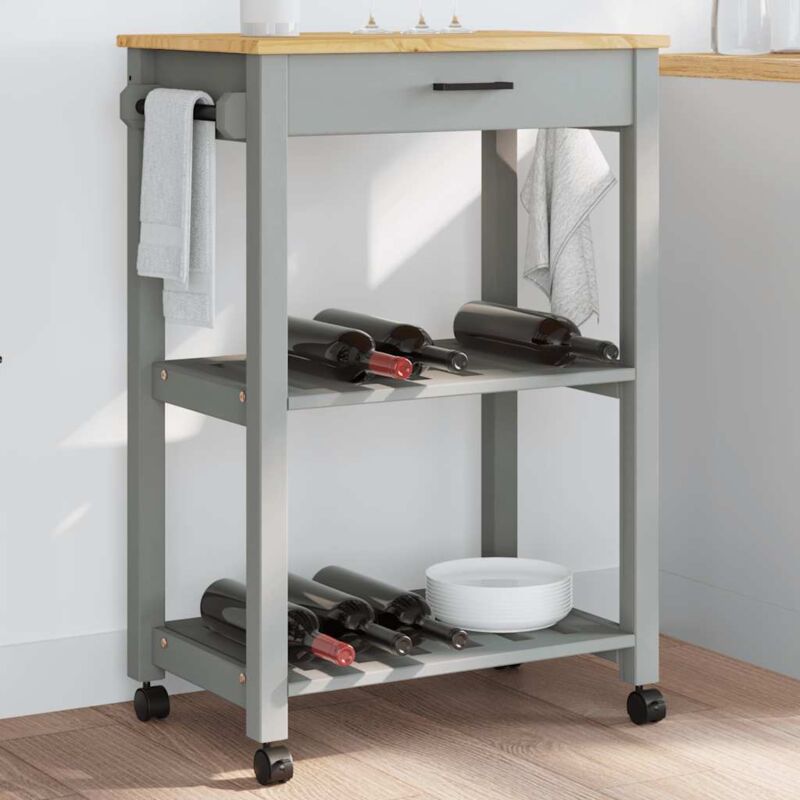 foto del prodotto carrello da cucina monza 60x40x90 cm in legno massello di pino vidaxl