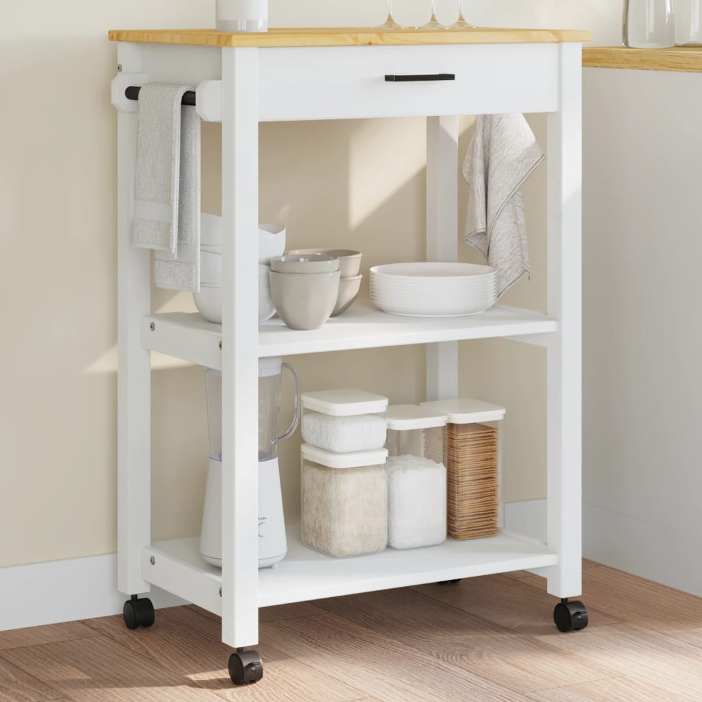 foto del prodotto carrello da cucina monza 60x40x90 cm in legno massello di pinocod mxl 86648