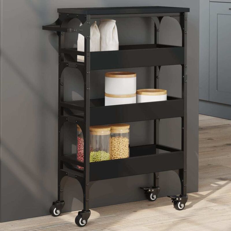 foto del prodotto carrello da cucina nero 53x20x76 cm in legno multistrato vidaxl