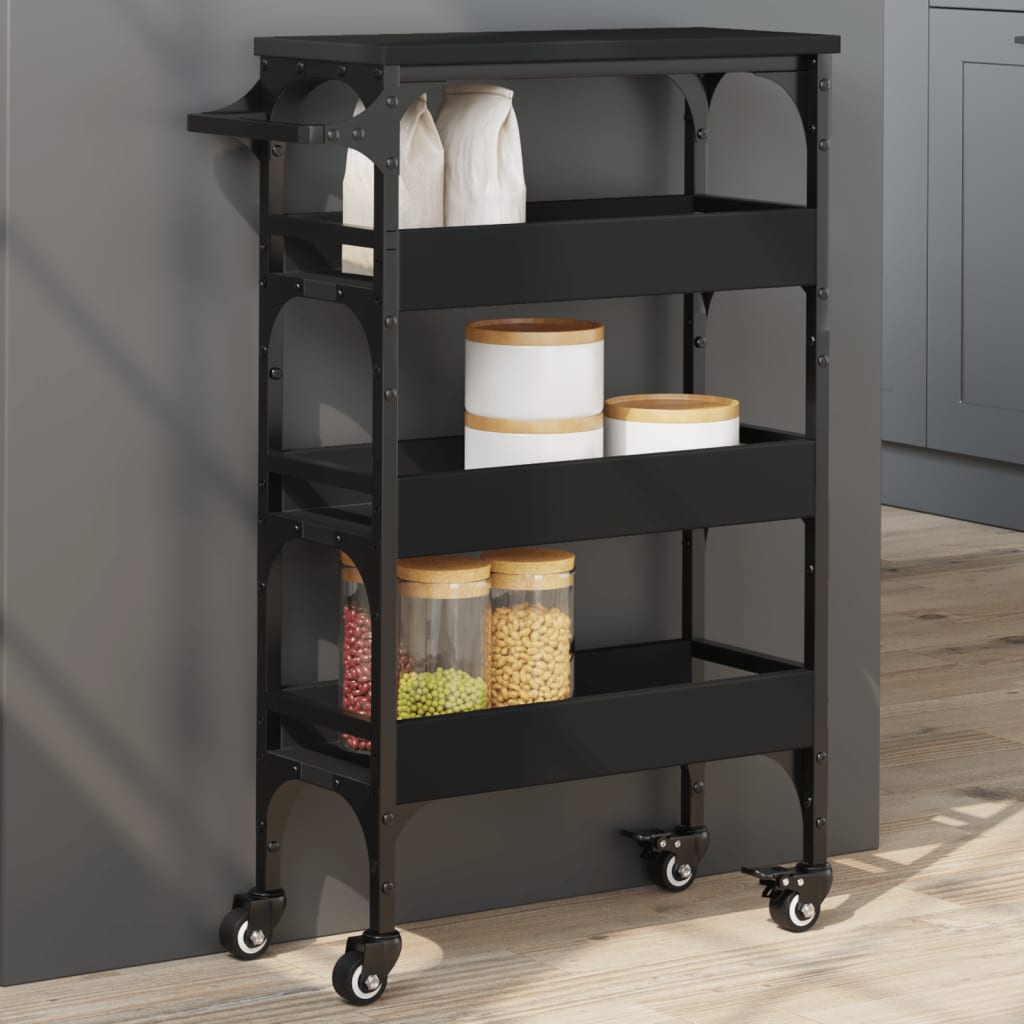foto del prodotto carrello da cucina nero 53x20x76 cm in legno multistratocod mxl 115181