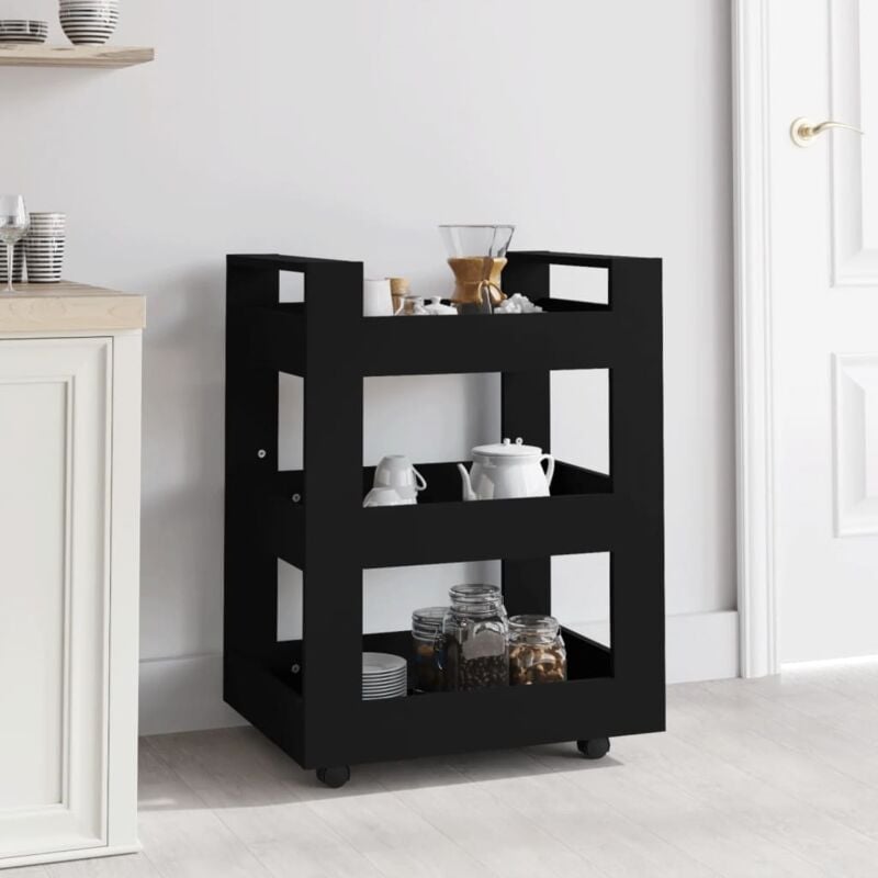 foto del prodotto carrello da cucina nero 60x45x80 cm in legno multistrato vidaxl