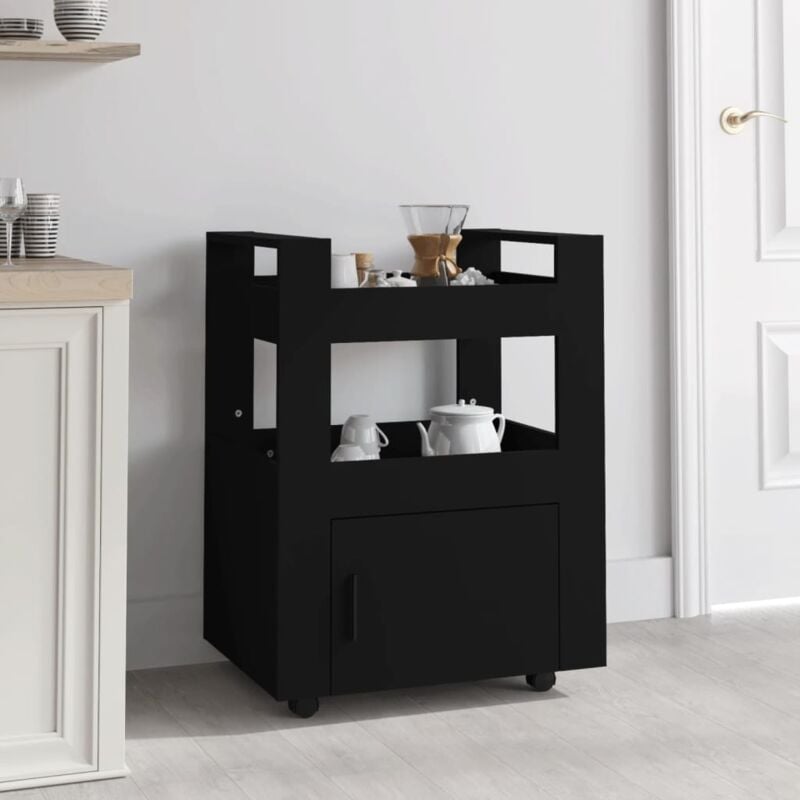 foto del prodotto carrello da cucina nero 60x45x80 cm in legno multistrato vidaxl