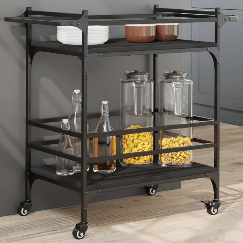 foto del prodotto carrello da cucina nero 82x40x78,5 cm in legno multistrato vidaxl