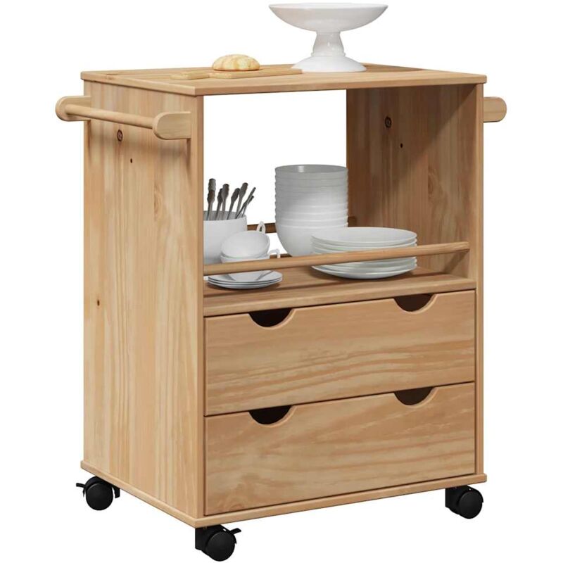 foto del prodotto carrello da cucina otta 59x45x80 cm in legno massello di pino vidaxl