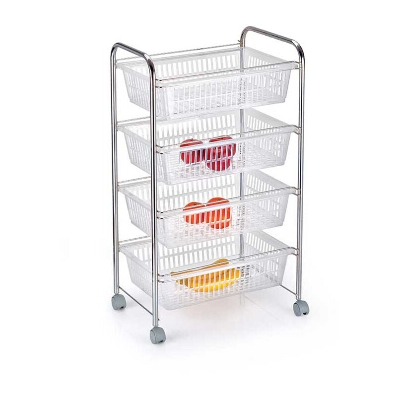 foto del prodotto carrello da cucina portafrutta 4 cassetti 36x47x82 cm colore bianco