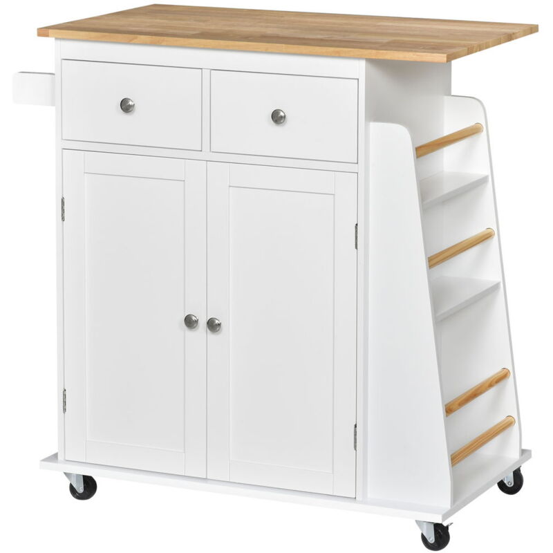 foto del prodotto carrello da cucina portaspezie a 3 livelli e 4 ruote in mdf e truciolat 89x45x89 cm bianco