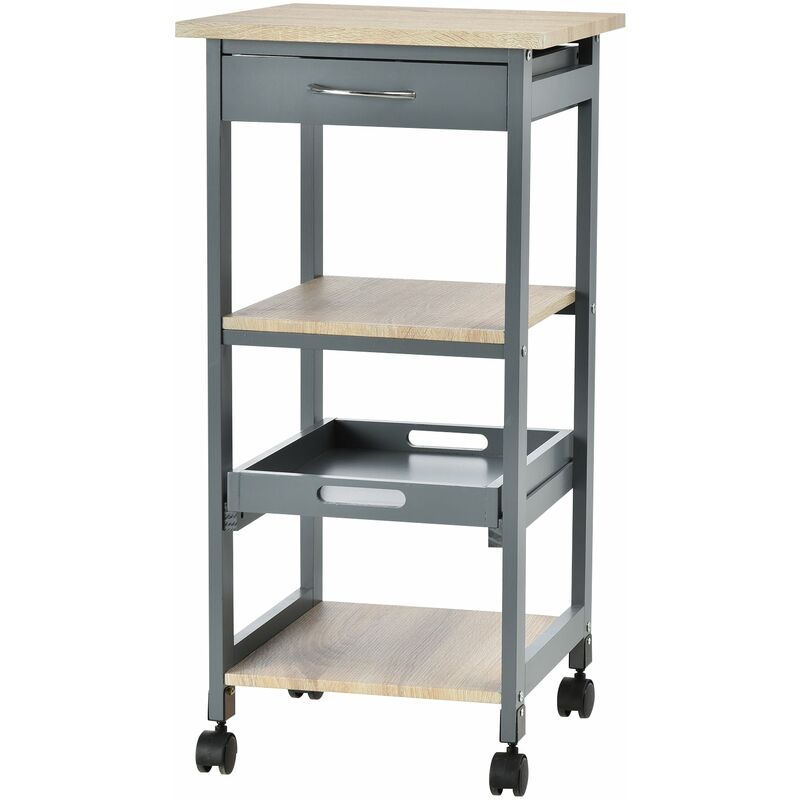 foto del prodotto carrello da cucina portavivande 37x37x76 cm in legno di pino e mdf grigio