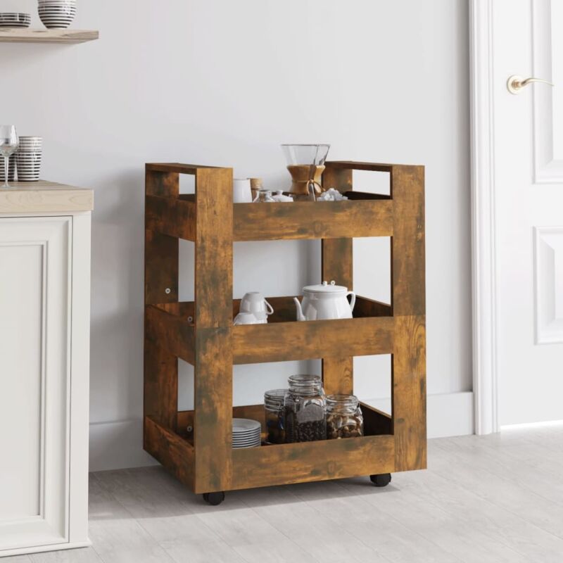 foto del prodotto carrello da cucina rovere fumo 60x45x80 cm legno multistrato vidaxl