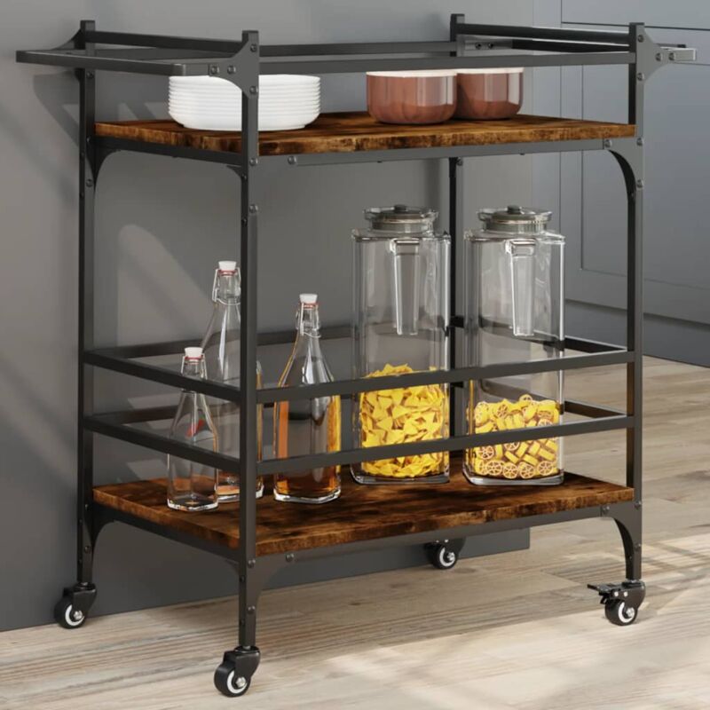 foto del prodotto carrello da cucina rovere fumo 82x40x78,5 cm legno multistrato vidaxl