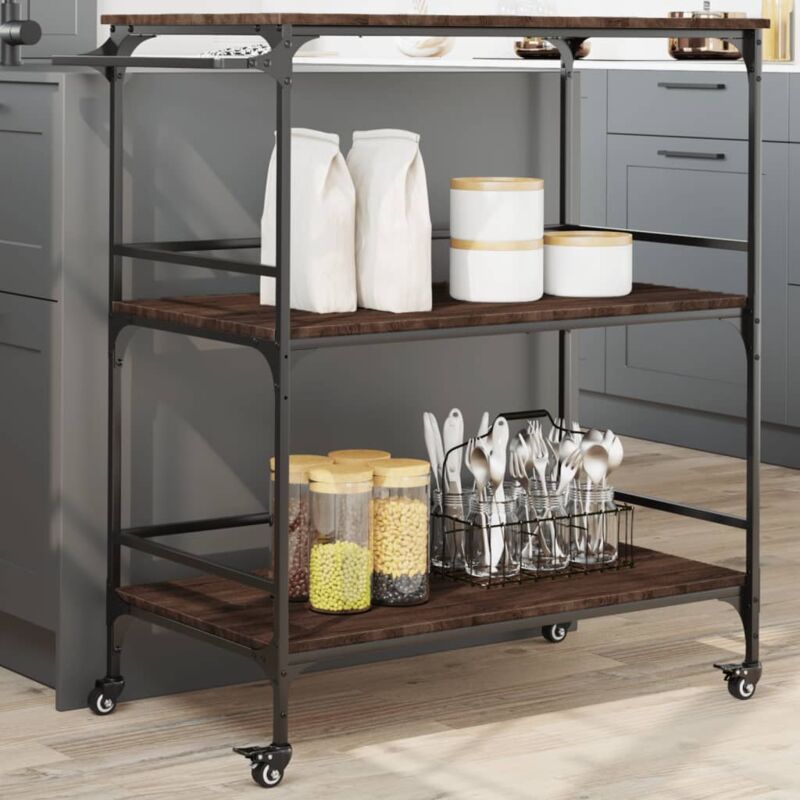 foto del prodotto carrello da cucina rovere marrone 100,5x50x105 cm vidaxl