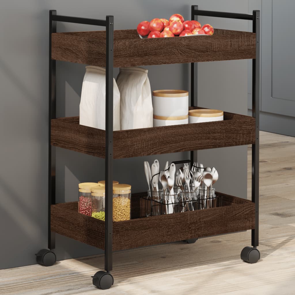 foto del prodotto carrello da cucina rovere marrone 50x30x70 cm legno multistrato