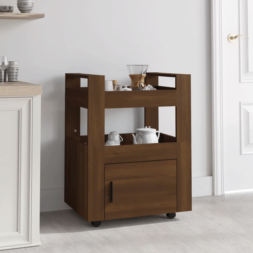 foto del prodotto carrello da cucina rovere marrone 60x45x80 cm legno multistrato cod mxl 63635