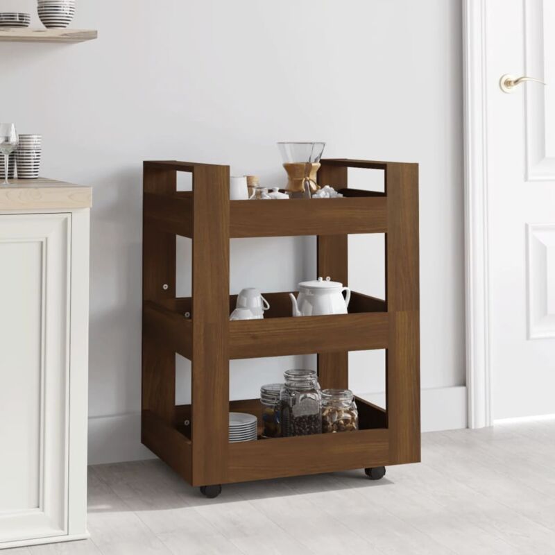 foto del prodotto carrello da cucina rovere marrone 60x45x80 cm legno multistrato vidaxl