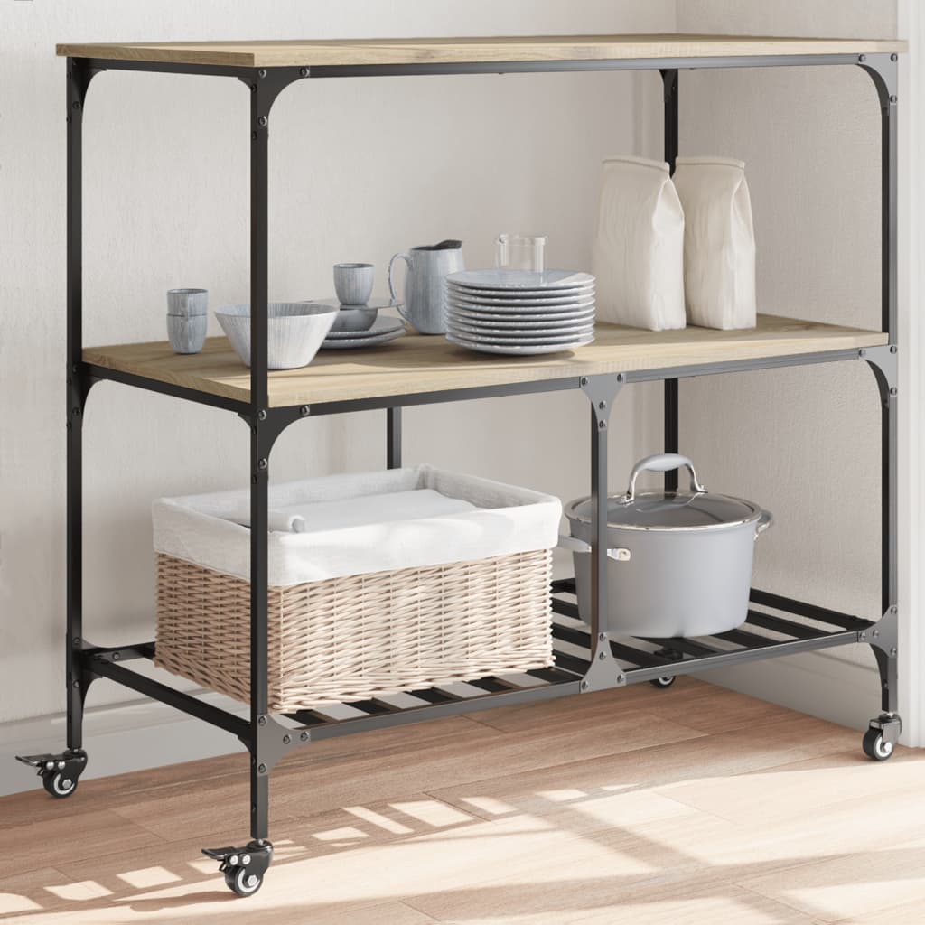 foto del prodotto carrello da cucina rovere sonoma 100x50x95 cm legno multistratocod mxl 114675
