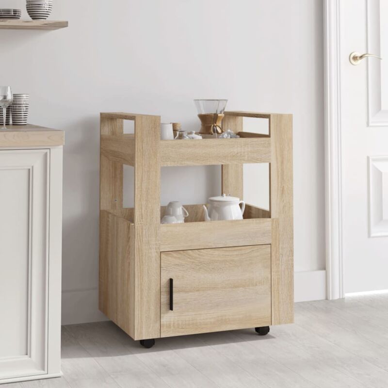 foto del prodotto carrello da cucina rovere sonoma 60x45x80 cm legno multistrato vidaxl