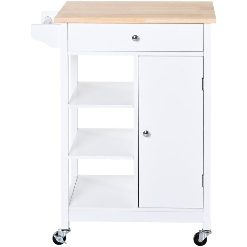foto del prodotto carrello da cucina salvaspazio in legno bianco 66x39.5x86.5cm homcom